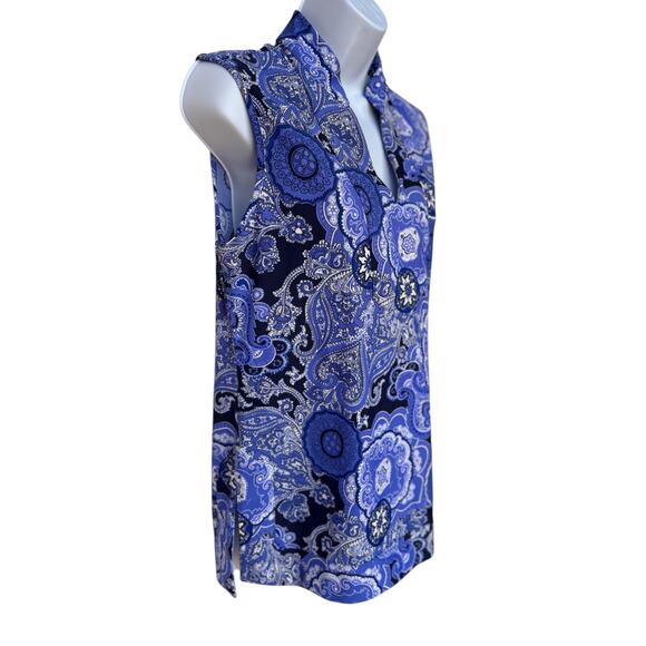 Jude Connally Sleeveless Paisley Pullover Top with Same Fabric Wide Trim size S - Picture 7 of 12